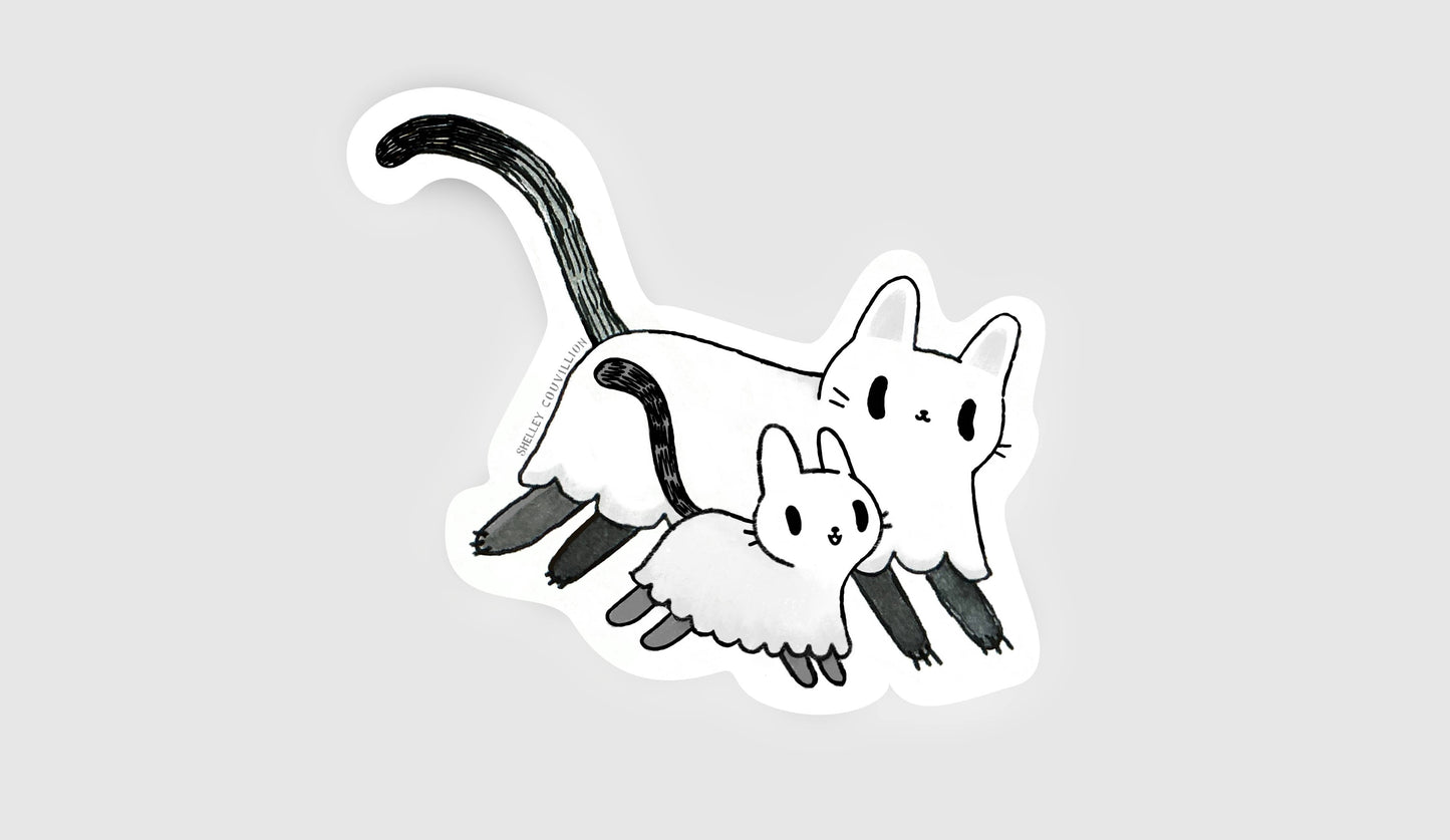 Book Moth Press - Sticker - Ghost Cat and Ghost Kitten