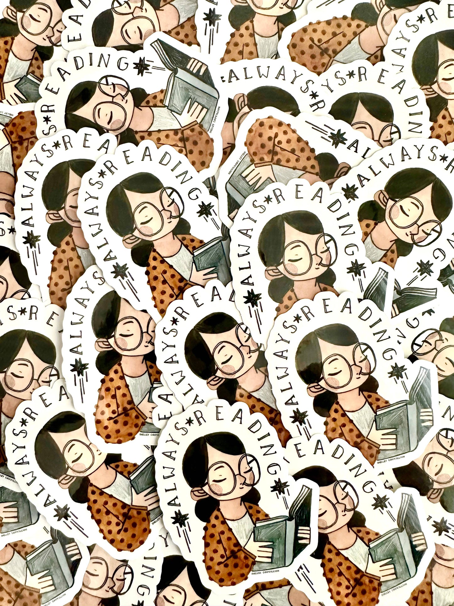 Book Moth Press - Sticker - Always Reading Books