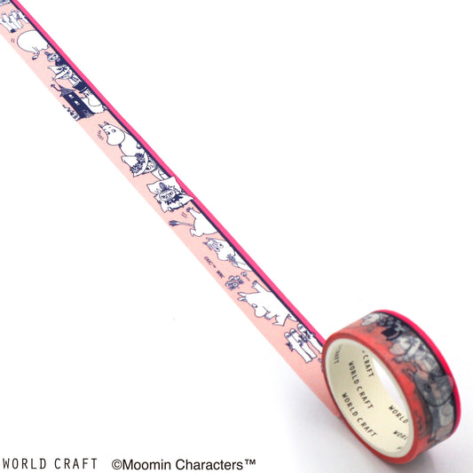 World Craft x Moomin - Washi Tape - Moomin Border Pink