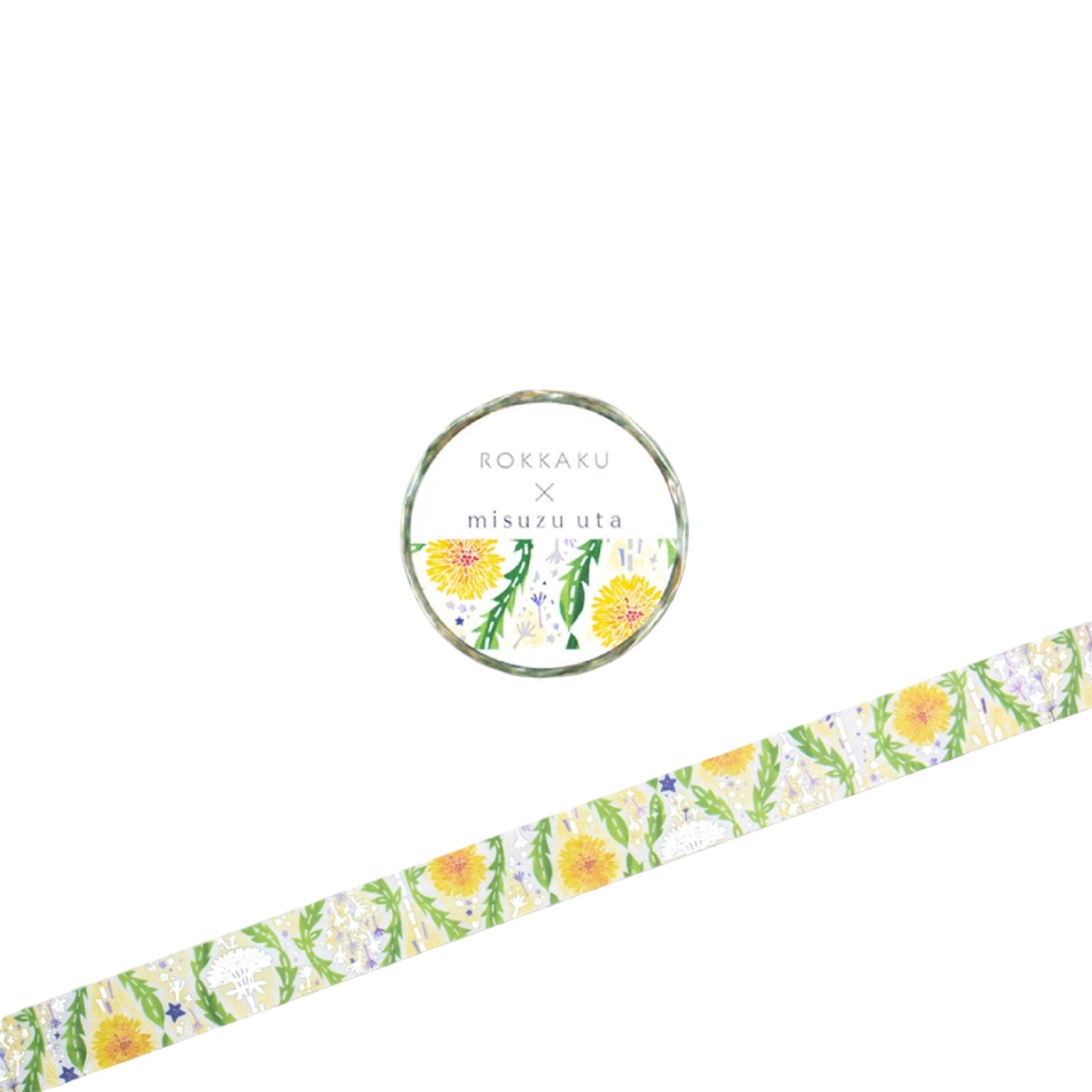 Rokkaku x Misuzu Uta - Foil-Stamped Washi Tape - Star and Dandelion