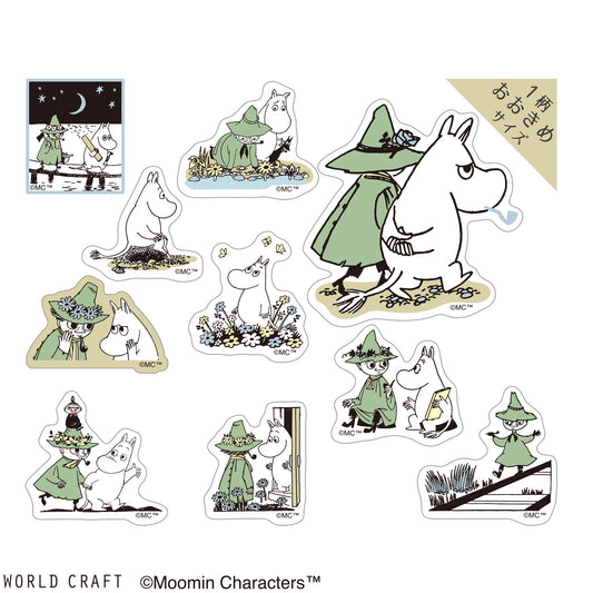 World Craft x Moomin - Foil-Stamped Clear Flake Stickers - Moomin and Snufkin