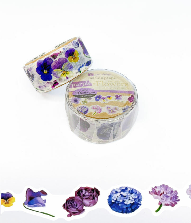 Round Top - Die-Cut Washi Tape - Purple Flowers
