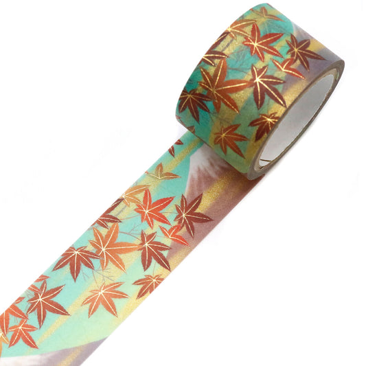 SAIEN - Foil-Stamped Washi Tape - Kimono Series - Mt Fuji and Autumn Leaves