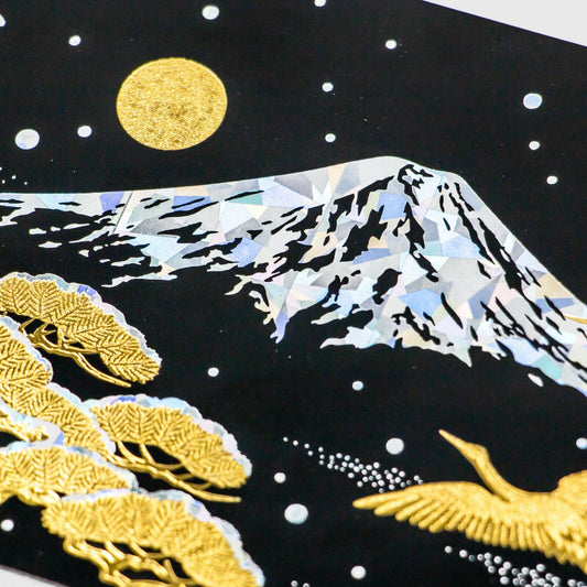 ROKKAKU - Foil-stamped Postcard - Japanese Famous Places Series - Mt. Fuji - Winter