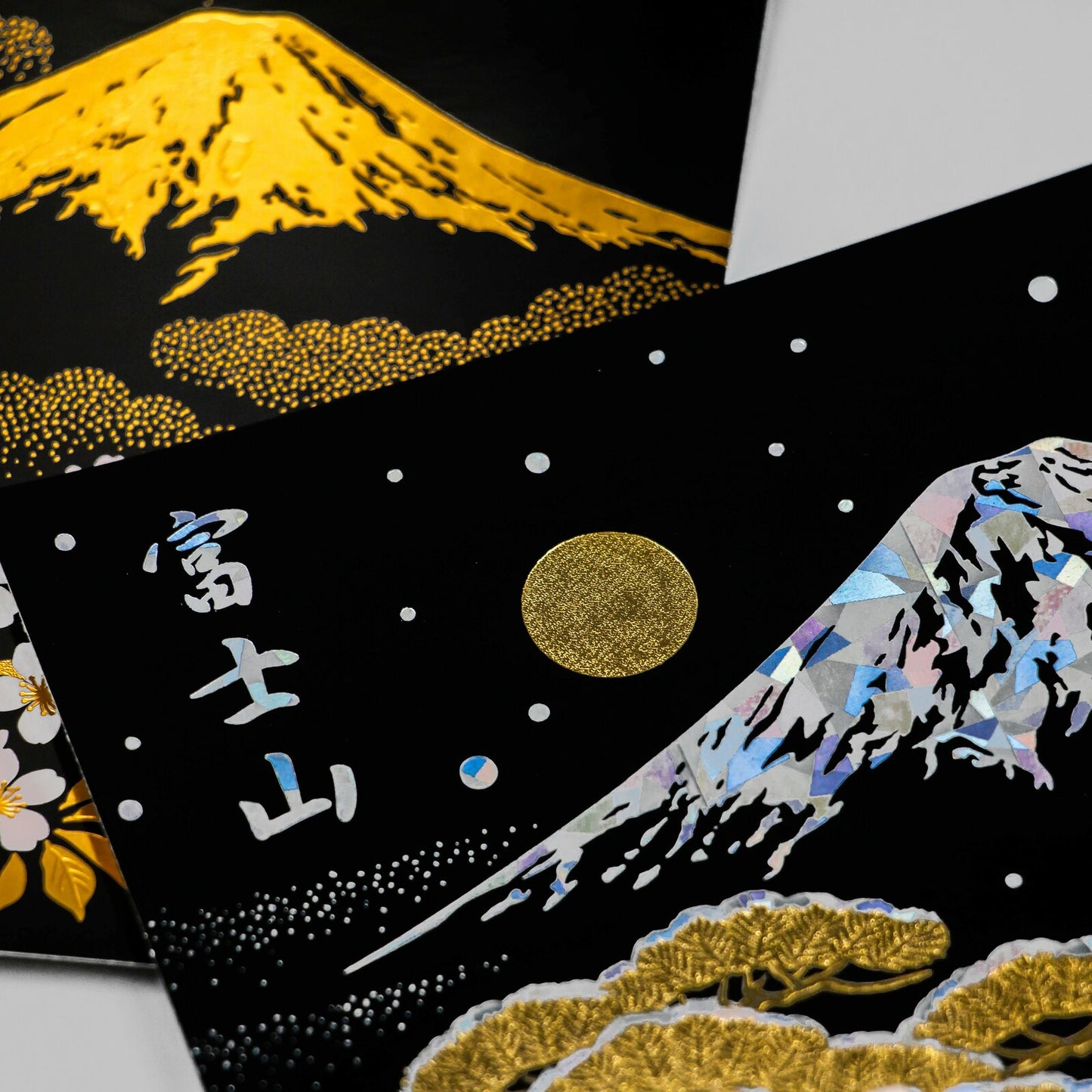 ROKKAKU - Foil-stamped Postcard - Japanese Famous Places Series - Mt. Fuji - Spring