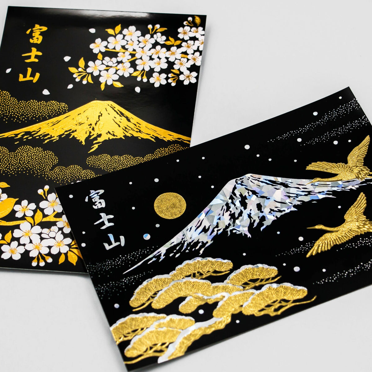 ROKKAKU - Foil-stamped Postcard - Japanese Famous Places Series - Mt. Fuji - Winter