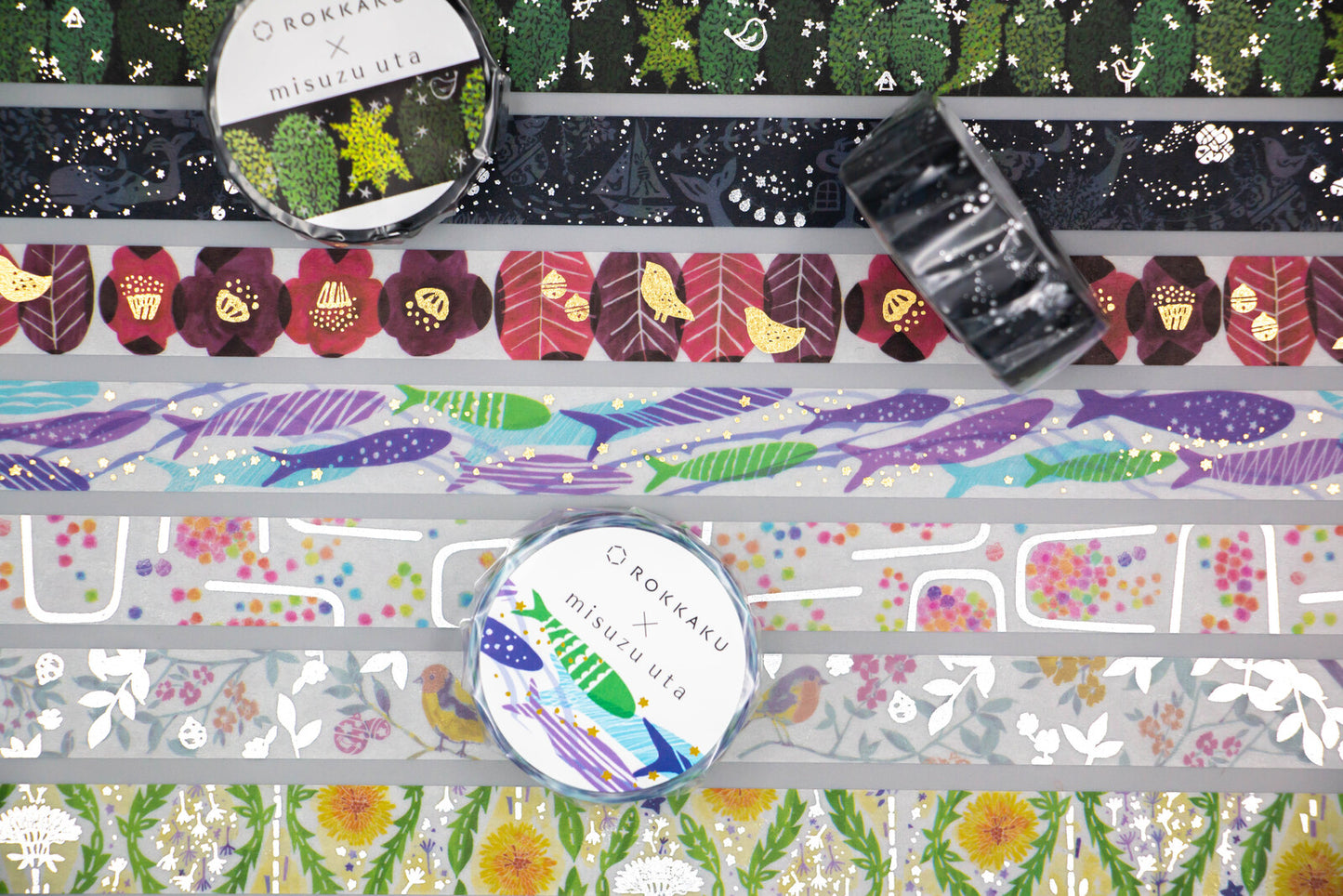 Rokkaku x Misuzu Uta - Foil-Stamped Washi Tape - Whale Festival