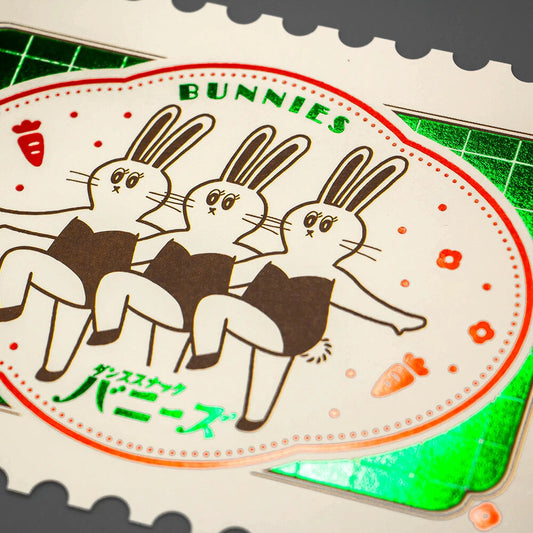 OB1 - Foil-Stamped Postcard - Bunnies