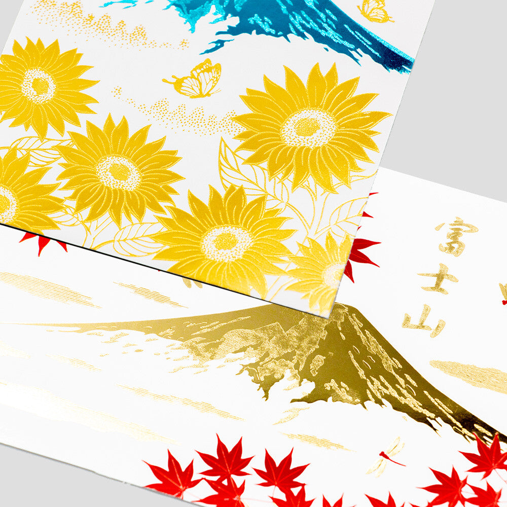ROKKAKU - Foil-stamped Postcard - Japanese Famous Places Series - Mt. Fuji - Autumn