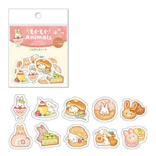 SAIEN - Flake Stickers - Animals - Rabbits and Sweets