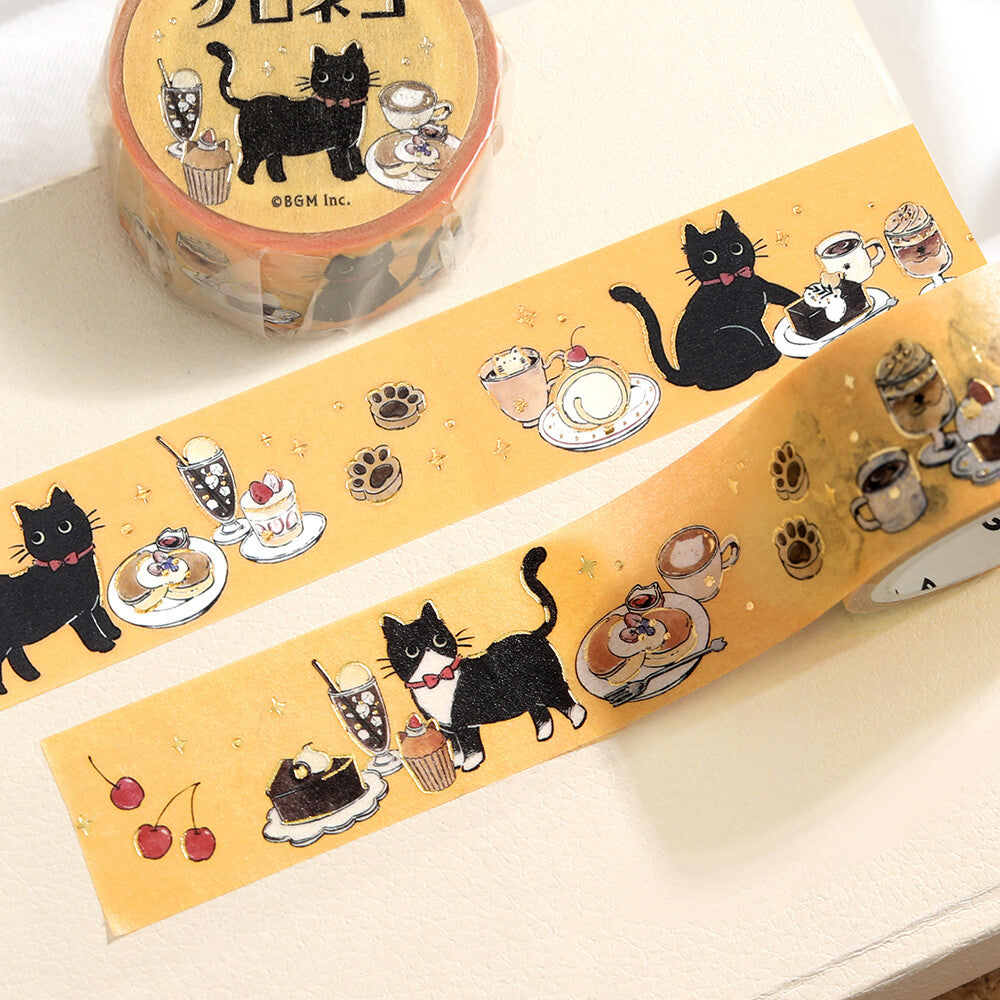 BGM Washi Tape - Cafe Kuroneko - Black Cat Coffee Shop - Sweet Time