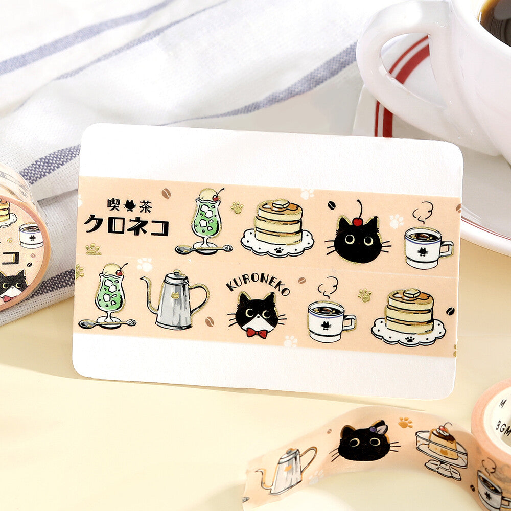 BGM Washi Tape - Cafe Kuroneko - Black Cat Coffee Shop - Welcome!