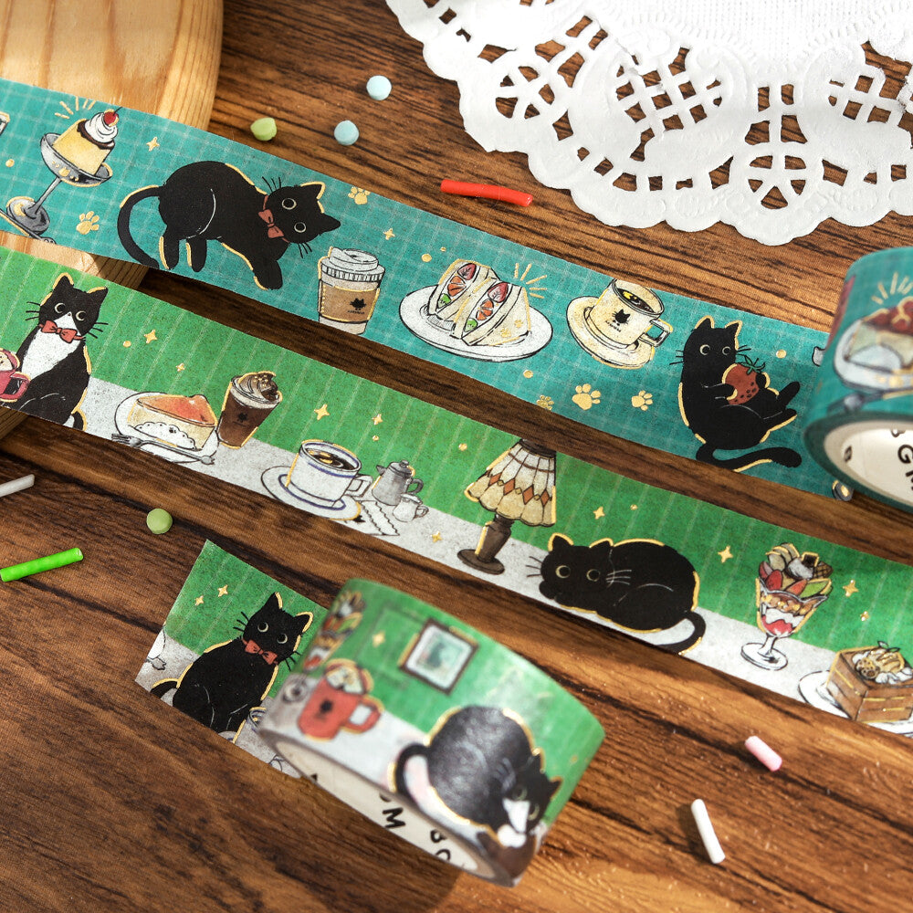 BGM Washi Tape - Cafe Kuroneko - Black Cat Coffee Shop - Cafe Table