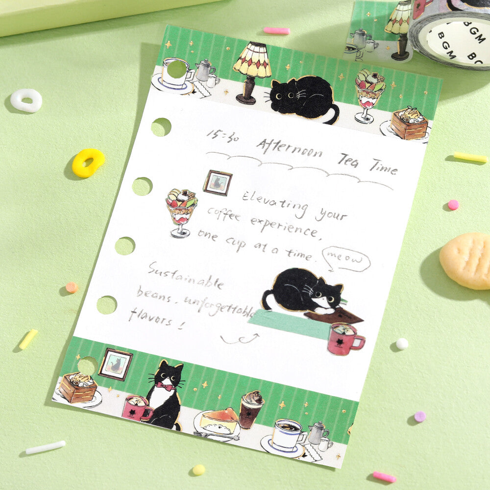 BGM Washi Tape - Cafe Kuroneko - Black Cat Coffee Shop - Cafe Table