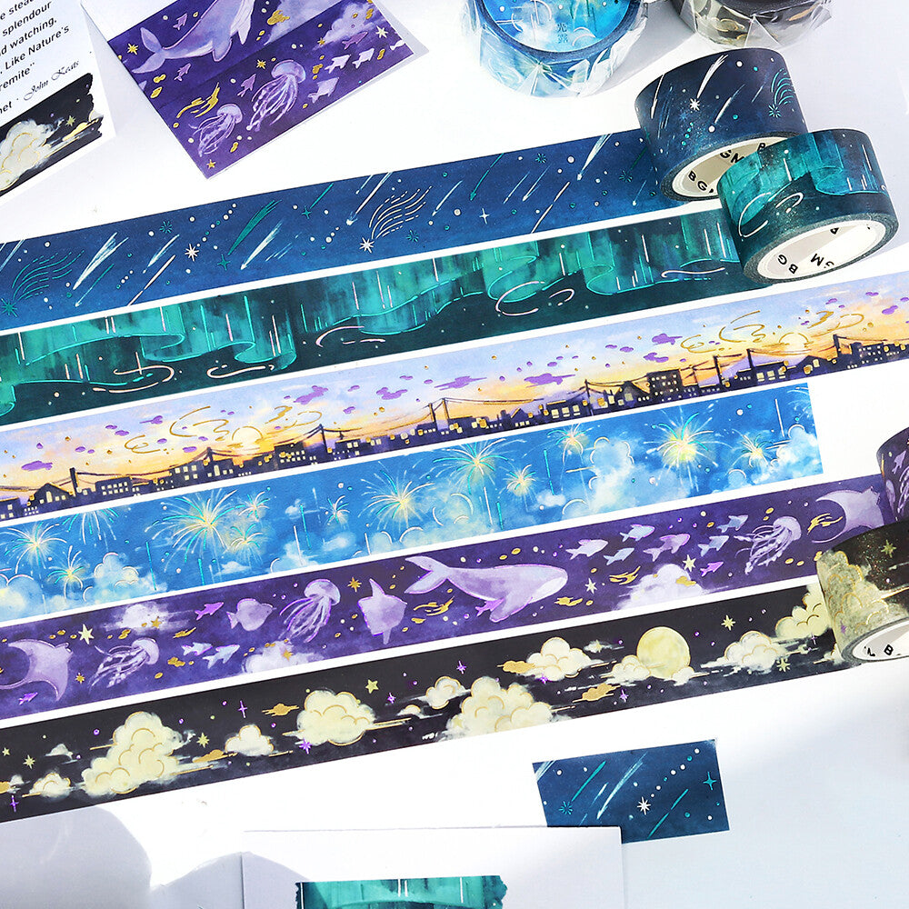 BGM Washi Tape - Illustrated Sky Vol. 2 - Polar Lights (Aurora Borealis)