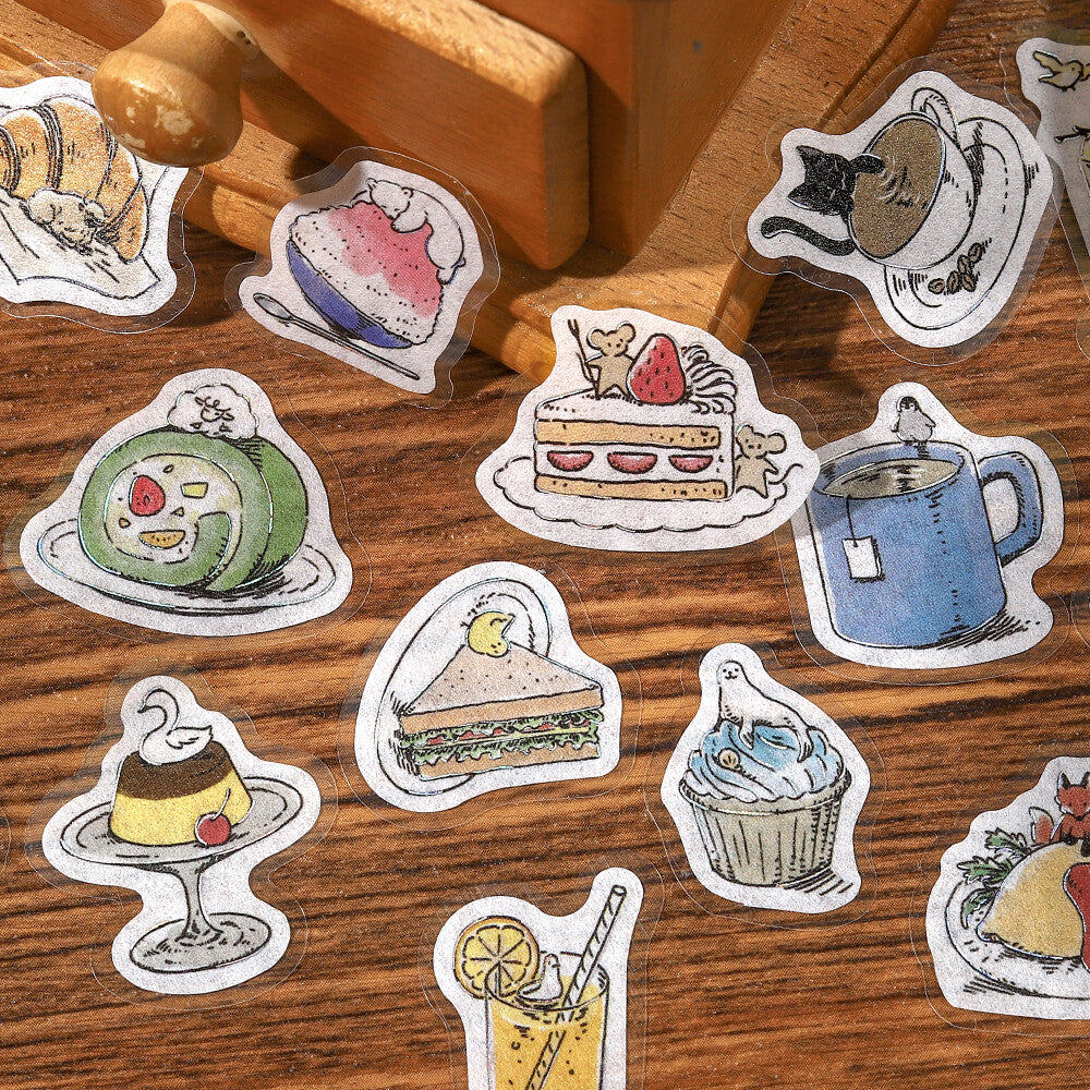 BGM Flake Stickers - Mini Animals - Cafe
