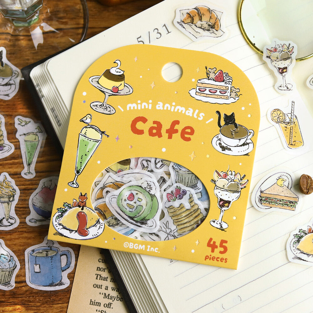 BGM Flake Stickers - Mini Animals - Cafe