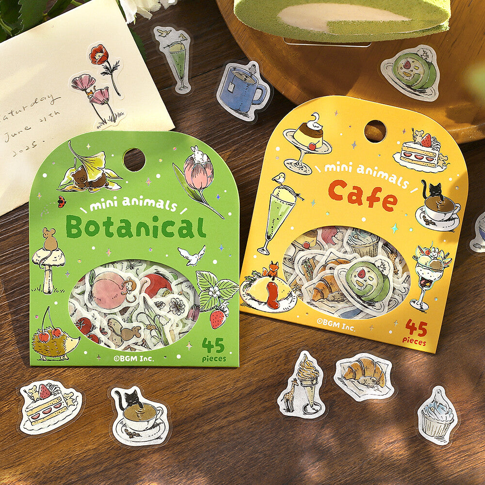 BGM Flake Stickers - Mini Animals - Cafe