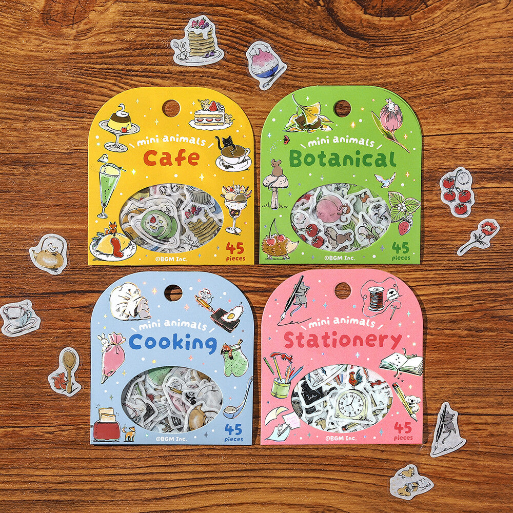 BGM Flake Stickers - Mini Animals - Cafe
