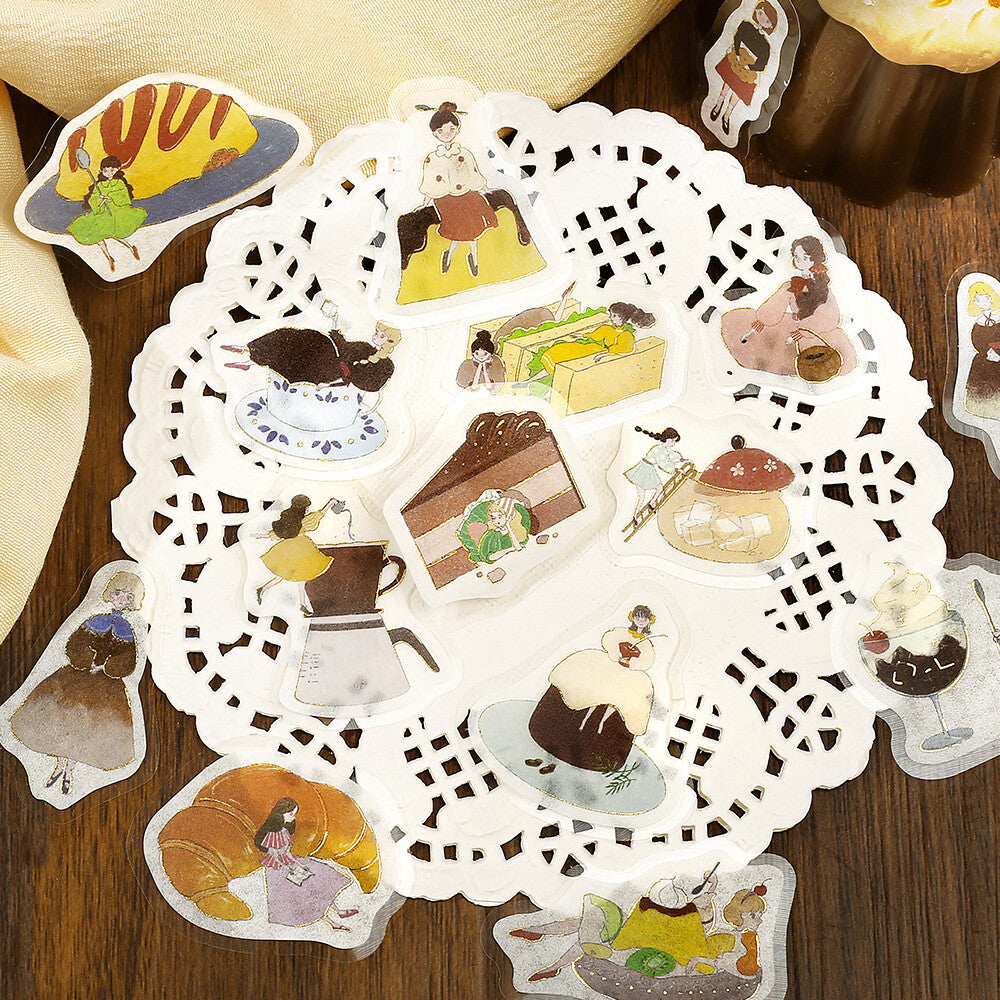 BGM Flake Stickers - Girl and Coffee Shop - Coffee and Chocolate