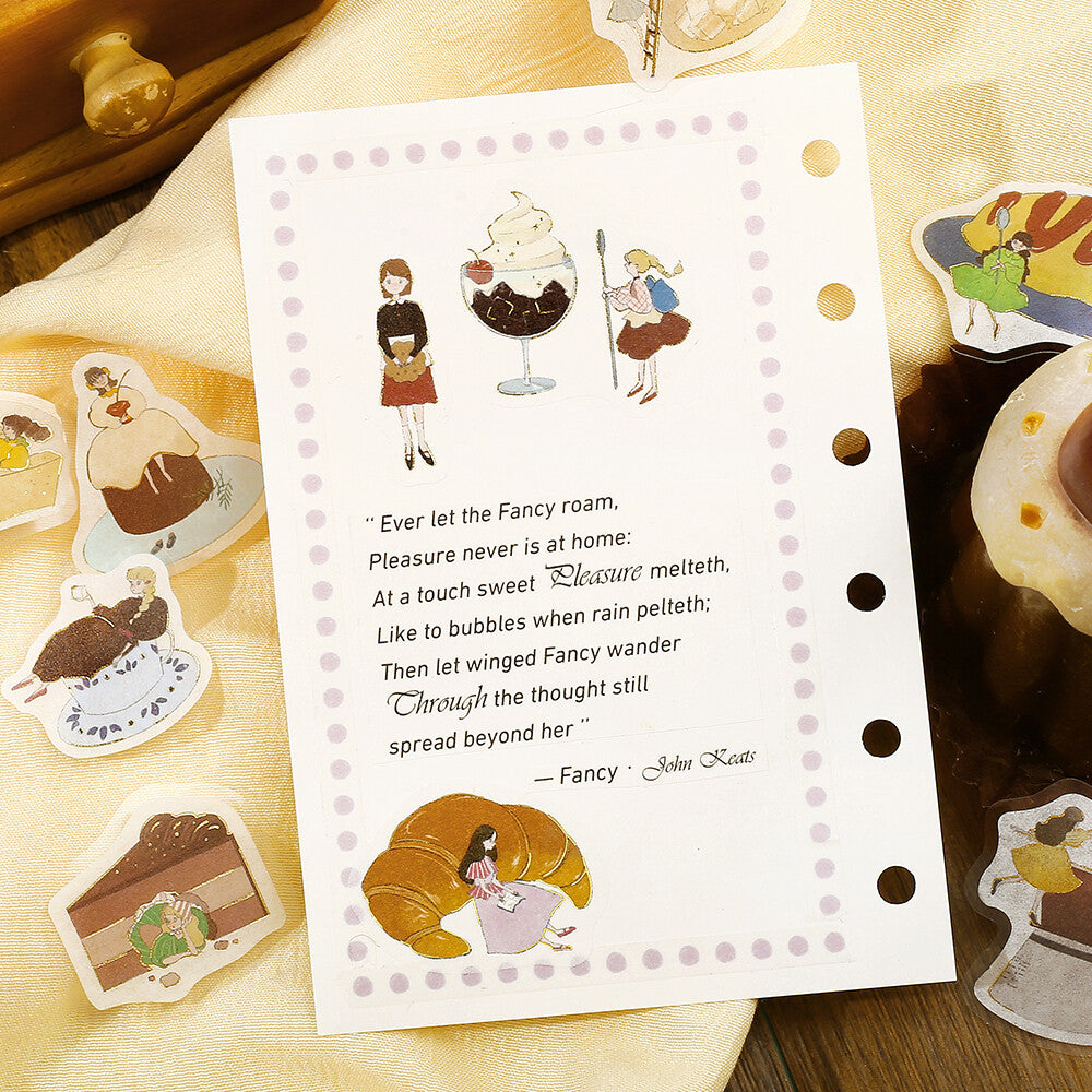 BGM Flake Stickers - Girl and Coffee Shop - Coffee and Chocolate