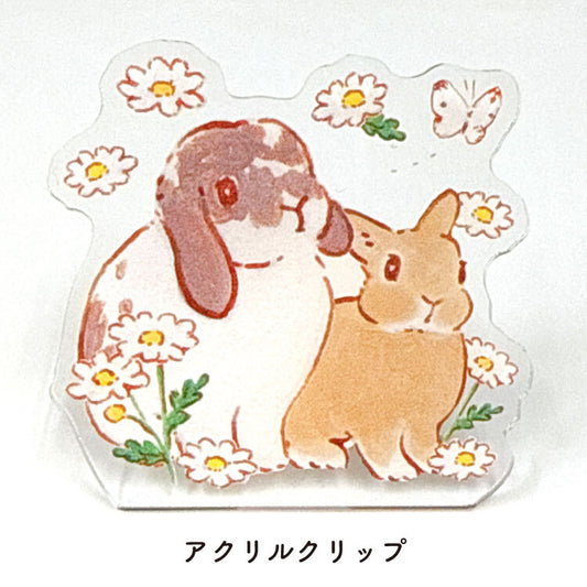 Active Corporation - Schinako Moriyama - Acrylic Clip - Rabbits and Daisies