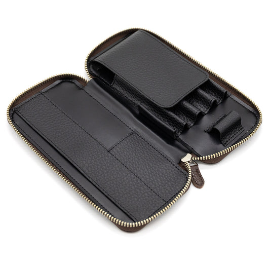 Luddite - Adria Leather Round-Zip Pen Case Essential - Whisky