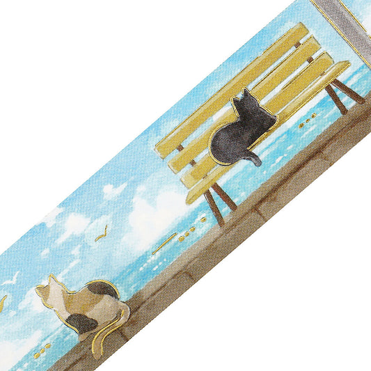 BGM - Summer Limited - Clear Foil-Stamped Tape - Seaside Beach and Cats