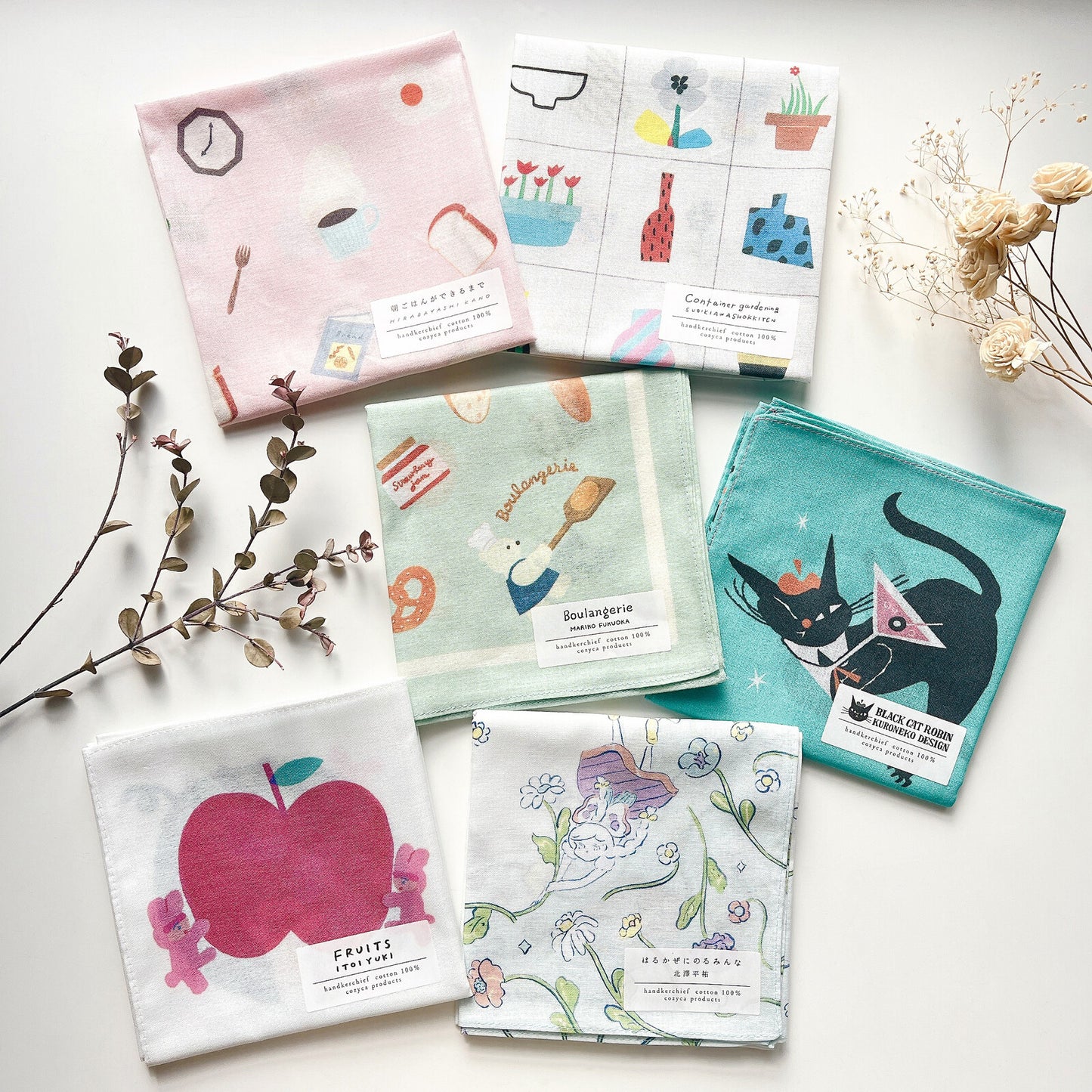 Cozyca - Handkerchief - Black Cat Robin - Black Cat