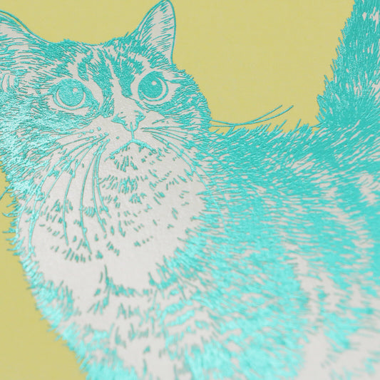 ROKKAKU - Foil-stamped Postcard - Cat Art Collection - Warabi