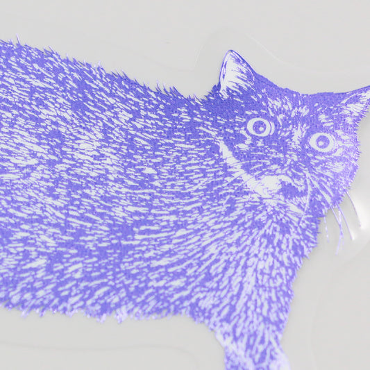 Purple cat sticker on a white background