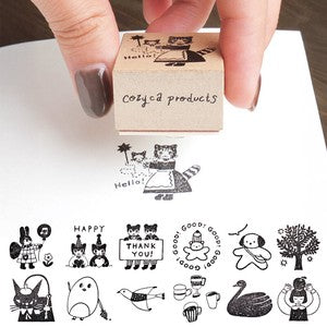 Cozyca - Rubber Stamp - Robin the Black Cat - Nap Time