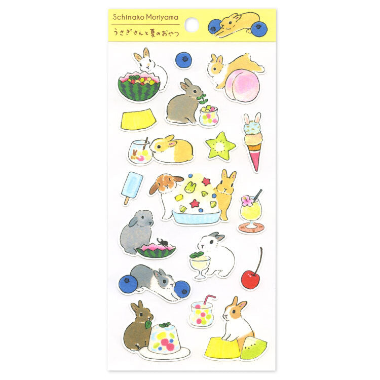 Active Corporation - Summer Limited - Sticker Sheet - Schinako Moriyama - Rabbits and Summer Snacks