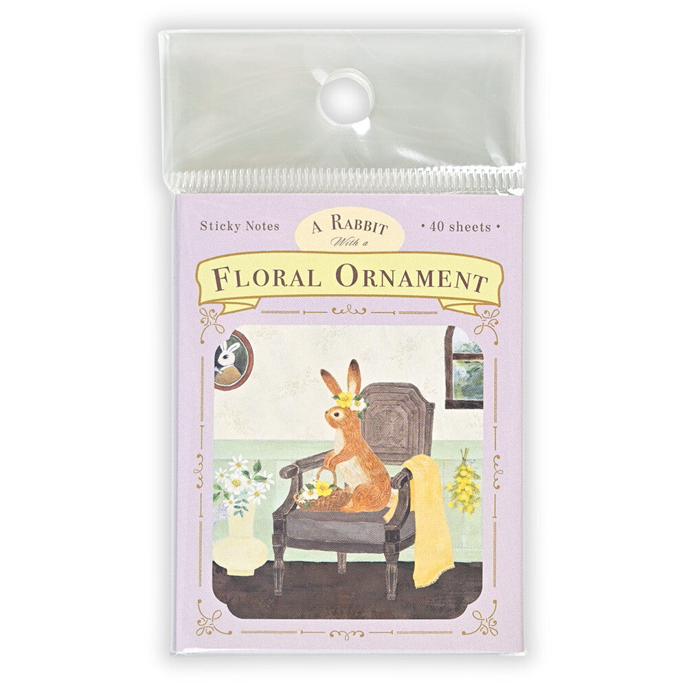 Ressa Panda Books Series - Sticky Note Folio - A Rabbit With a Floral Ornament