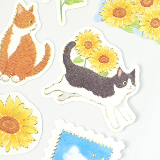 NB Co. Ltd. - Summer Limited - Sticker Sheet - Summer Vacation (Cats and Sunflowers)