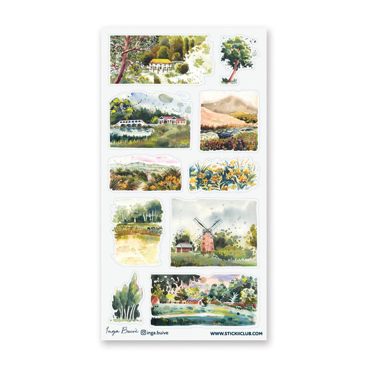 STICKII - Sticker Sheet - Inga Buive - Watercolor Landscapes