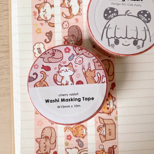 Cherry Rabbit - Cat Party Washi Tape