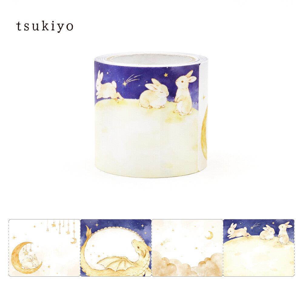 SAIEN - Sticky Notes Roll - Mystical Nature - Tsukiyo (Moonlit Night) / Dragon and Moon Rabbits