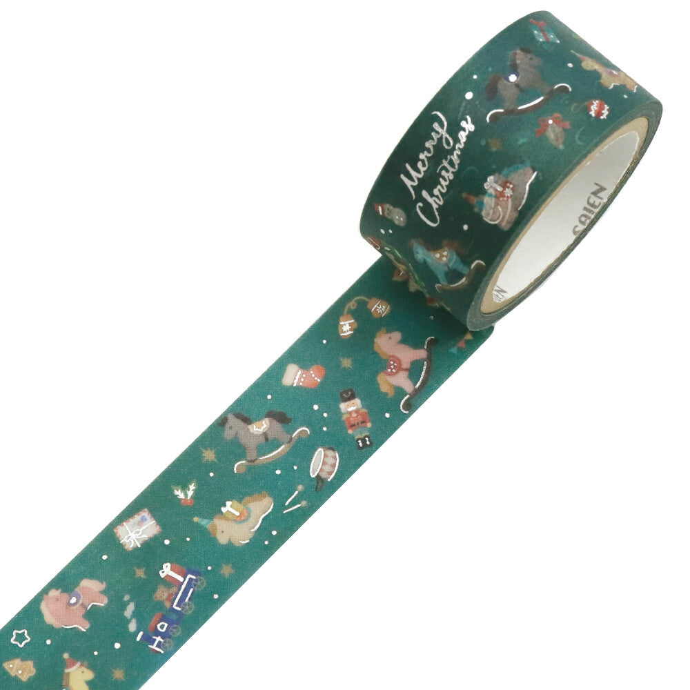 SAIEN - Limited Winter Edition 20mm Foil-Stamped Washi Tape - Sparkling Rocking Horse