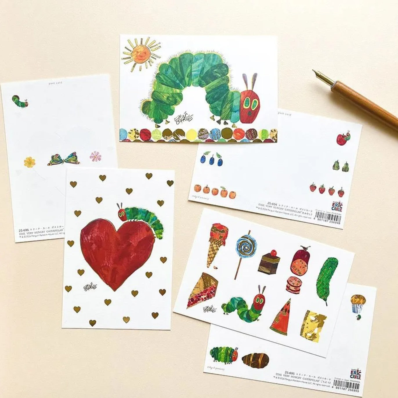 Cozyca - Foil-stamped Postcard - Eric Carle - The Very Hungry Caterpillar - Heart