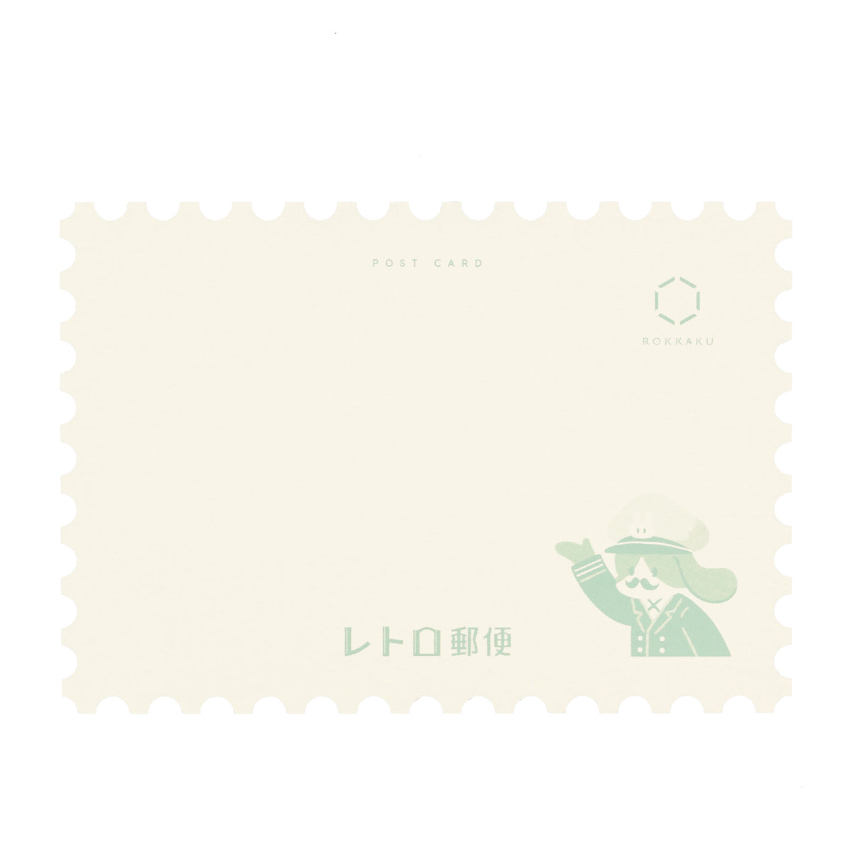 OB1TOY x ROKKAKU - Stamp-Shaped Foil-Embossed Postcard - Blue Bunny Line