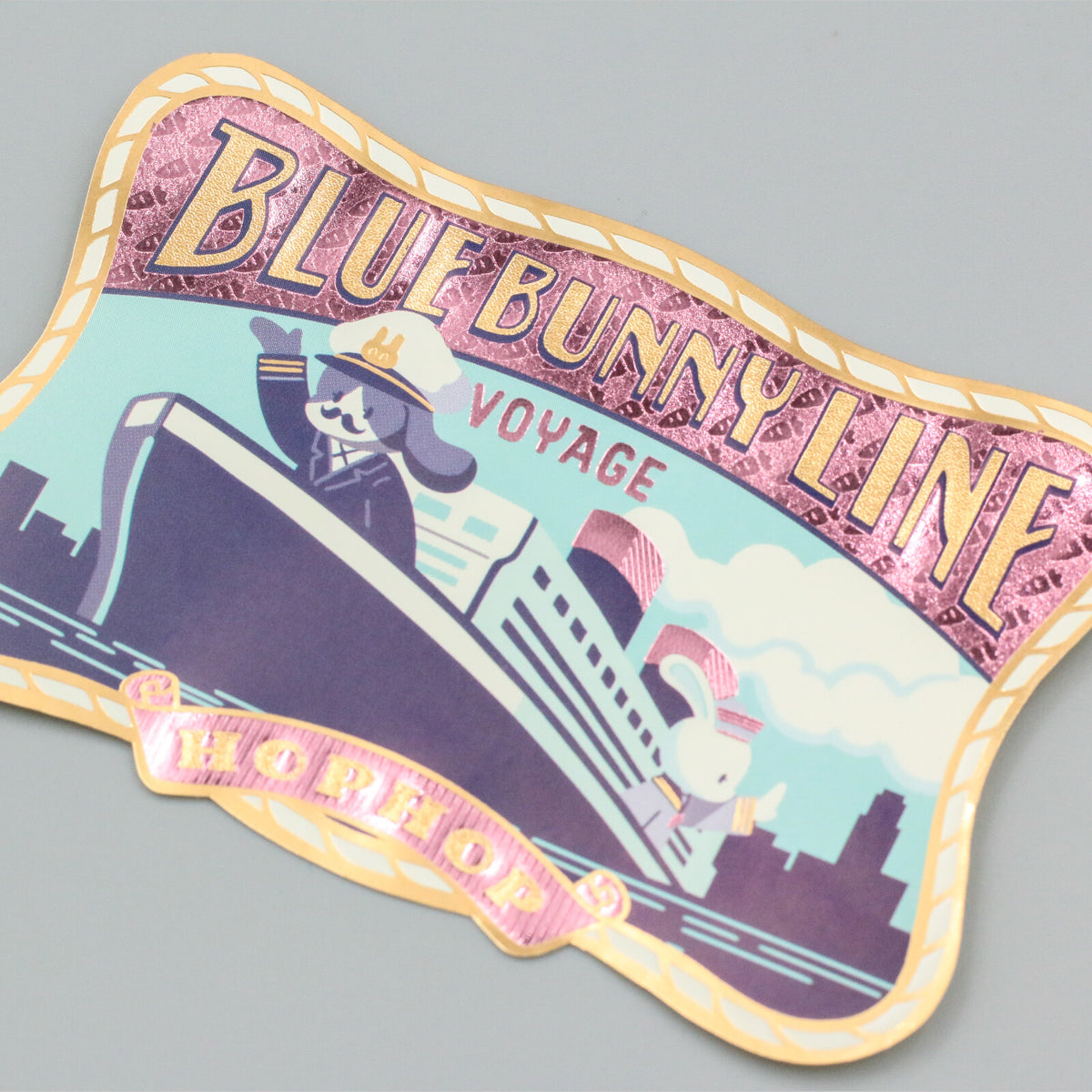 OB1TOY x ROKKAKU - Die-Cut Foil-Stamped Sticker - Blue Bunny Line