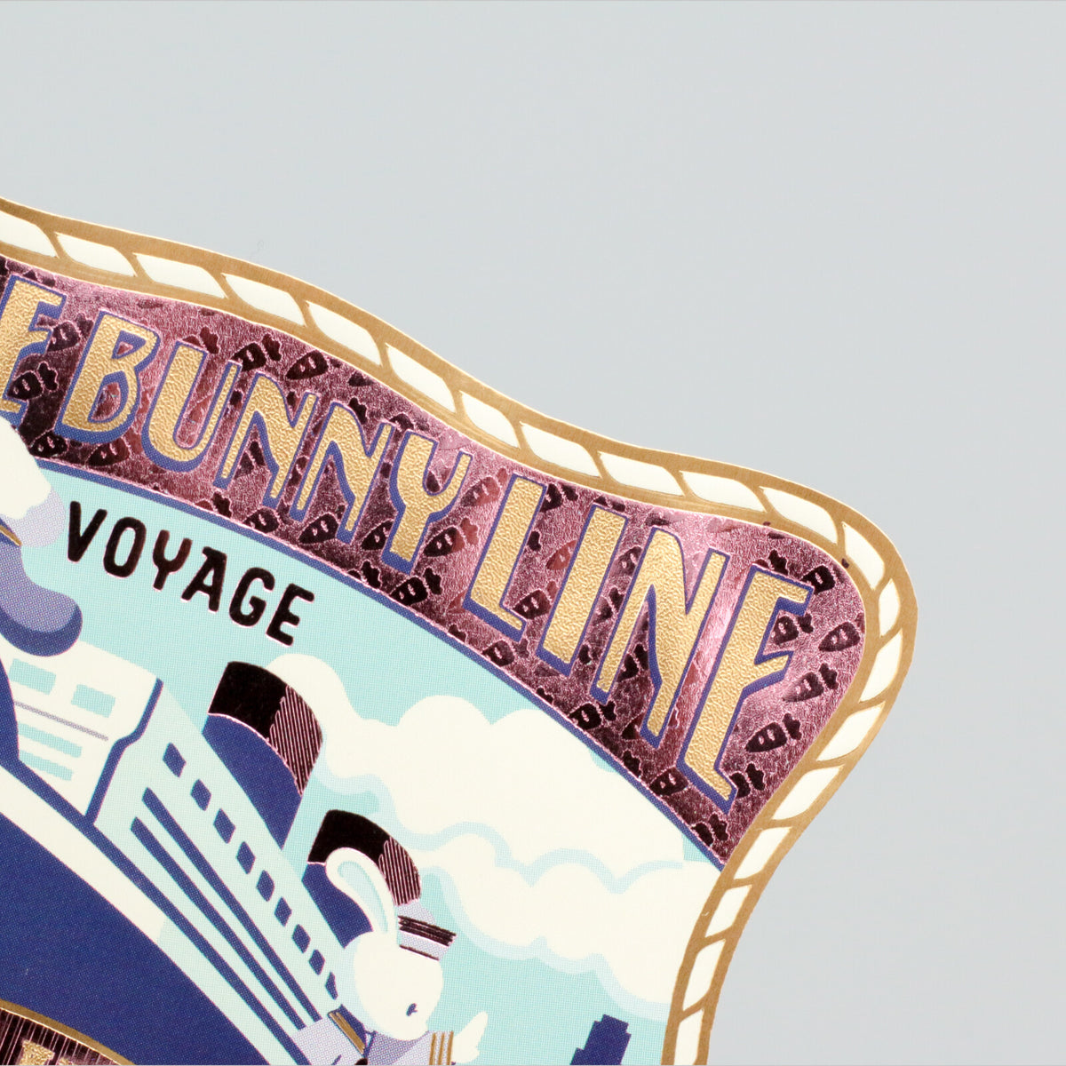 OB1TOY x ROKKAKU - Die-Cut Foil-Stamped Sticker - Blue Bunny Line