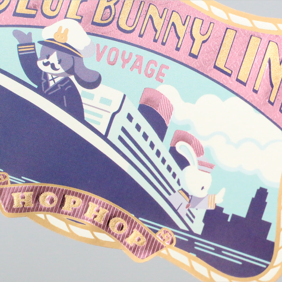 OB1TOY x ROKKAKU - Die-Cut Foil-Stamped Sticker - Blue Bunny Line