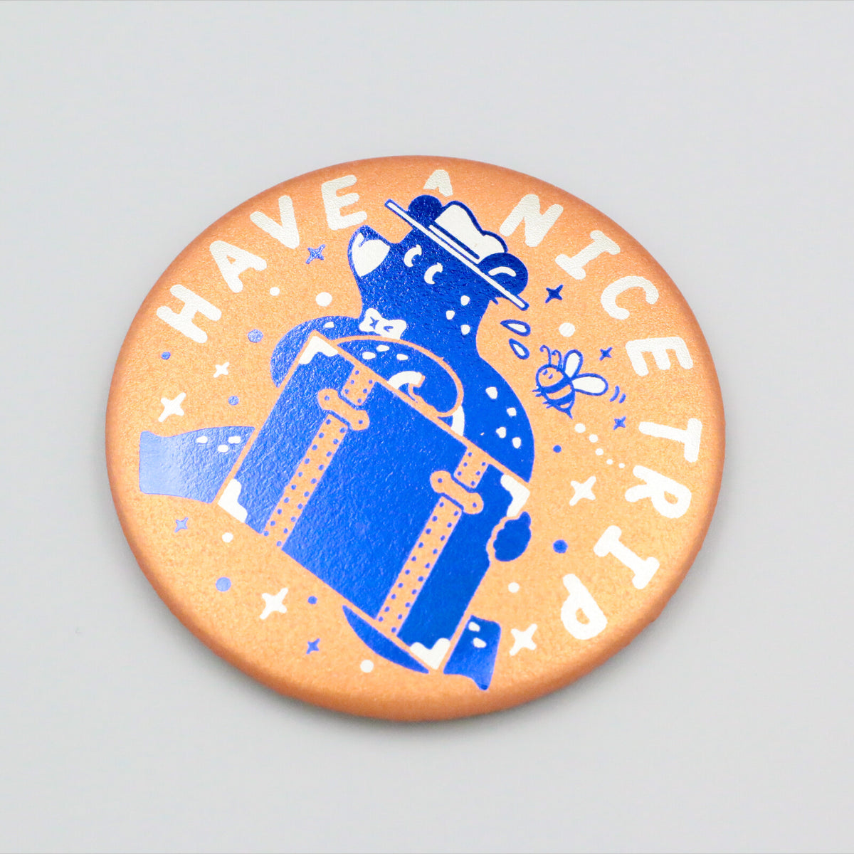 OB1TOY x Rokkaku - Round Foil-Stamped Magnet - Bear's Travels