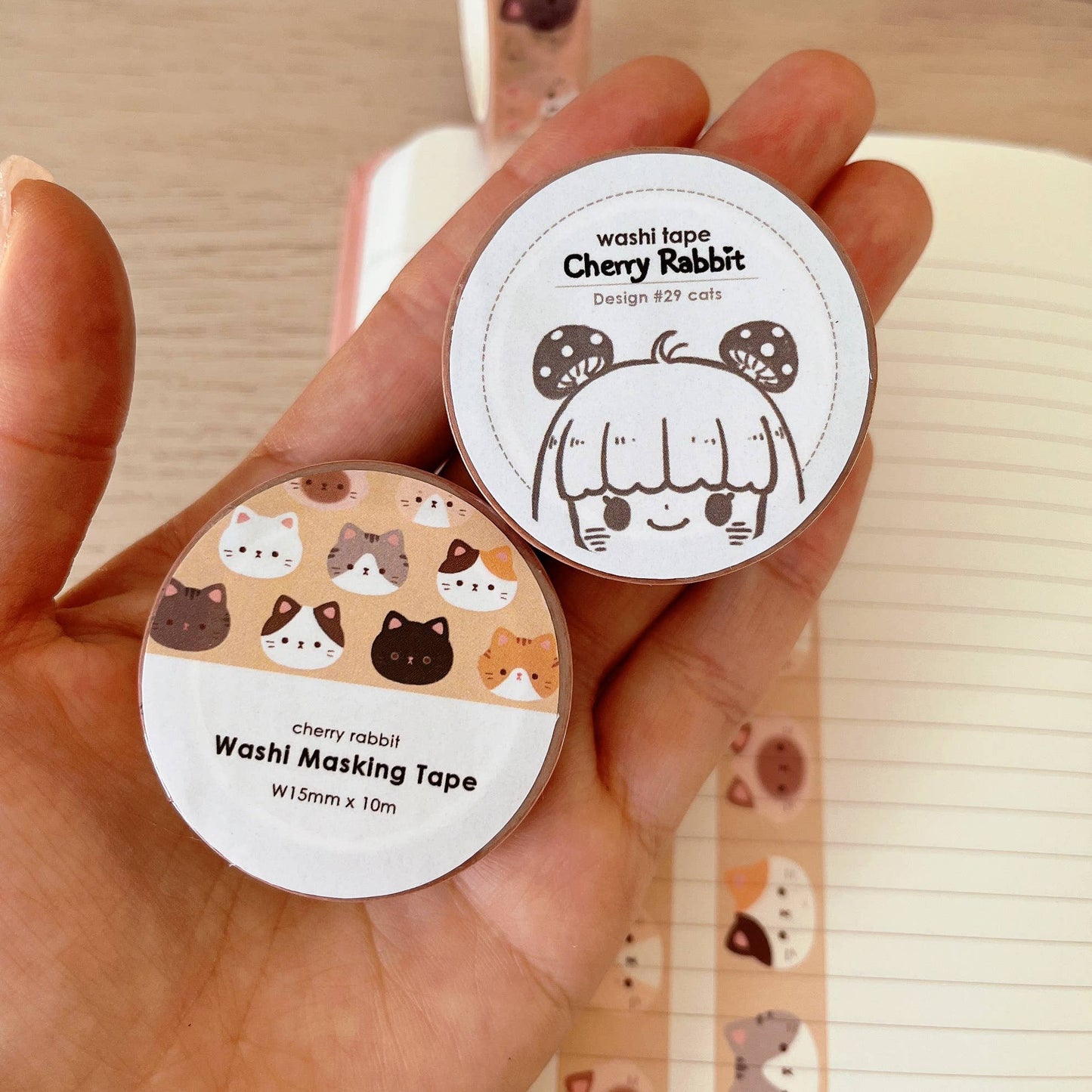 Cherry Rabbit - Cat Heads Washi Tape