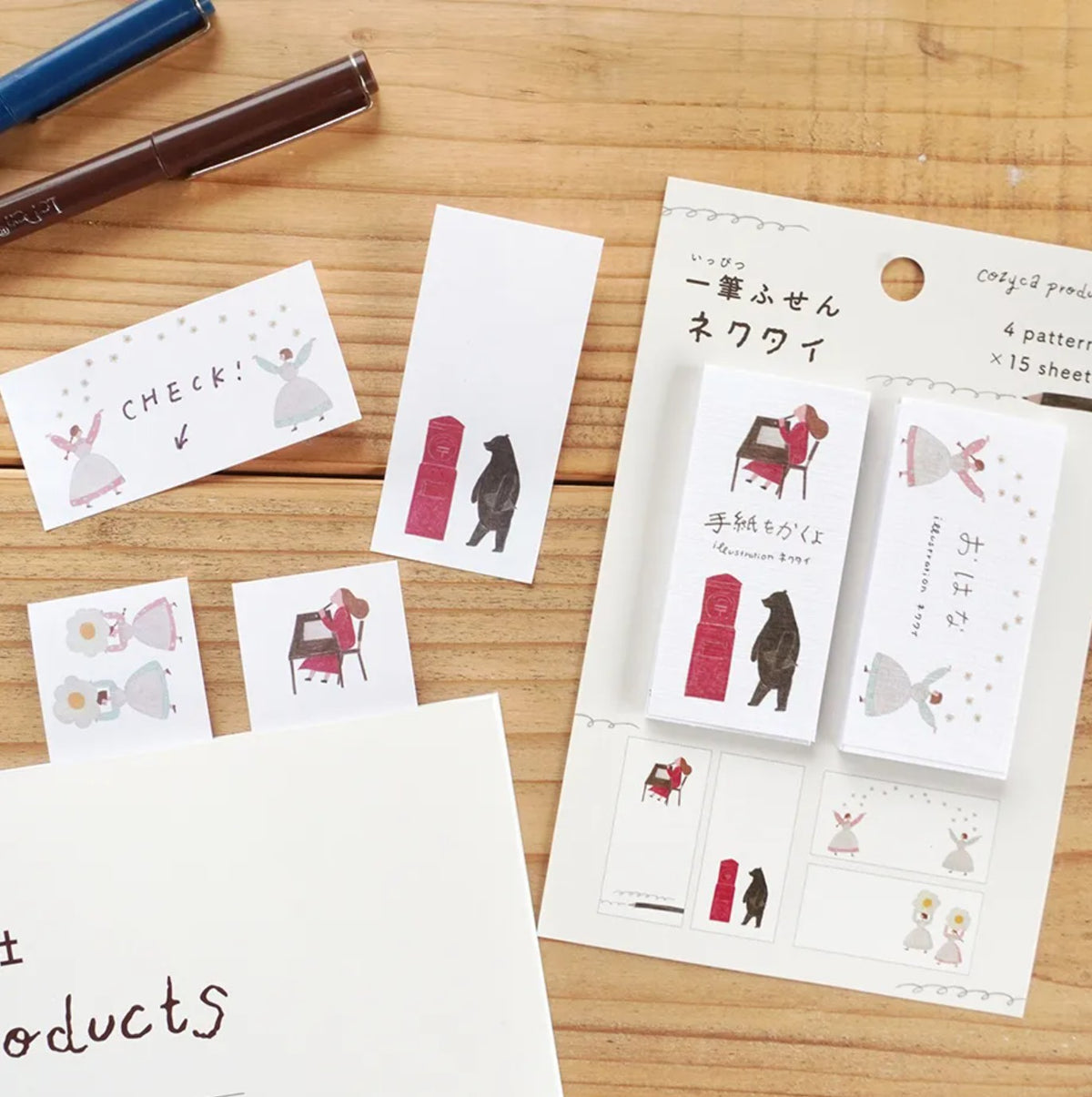 Cozyca - One-Line Sticky Notes - Necktie - I'm Writing a Letter / Flower
