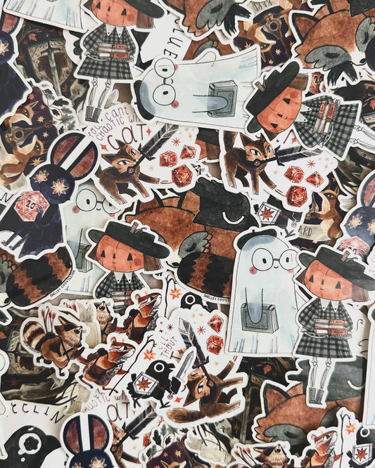 Book Moth Press - Sticker - Adventuring party - Raccoon and Crow