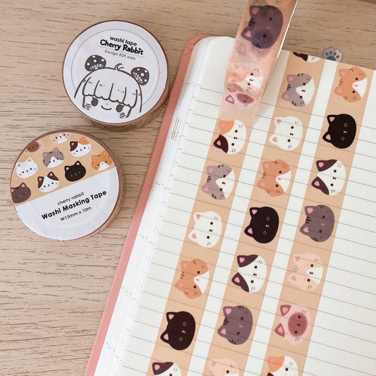 Cherry Rabbit - Cat Heads Washi Tape