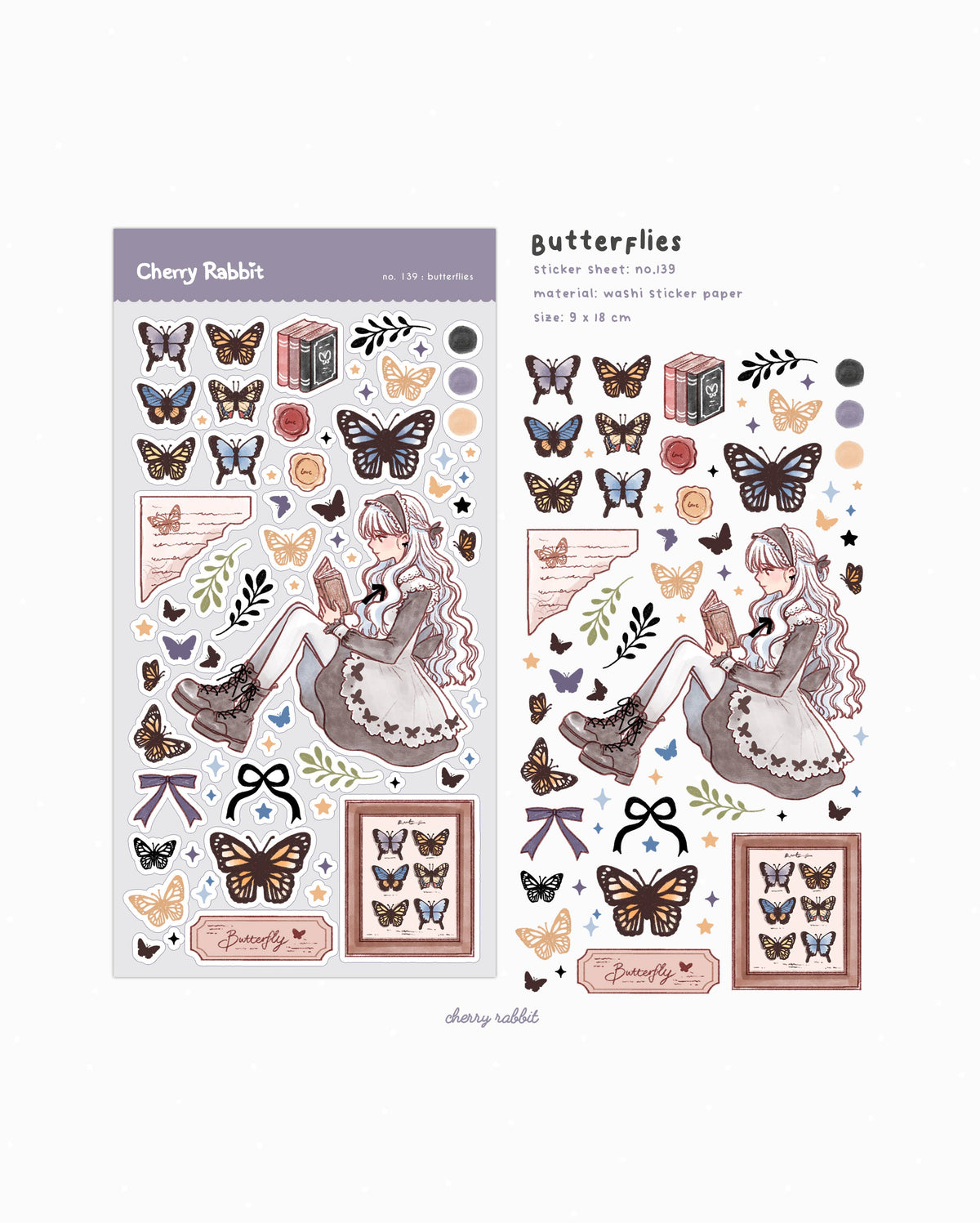 Cherry Rabbit - Sticker Sheet - Butterflies